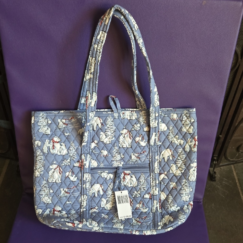 Vera Bradley "Beary Merry Cool Blue" Tote Bag